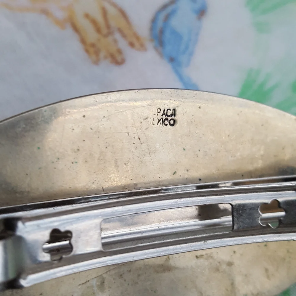 🌙Vintage Alpaca Mexico Silver Abalone MOP Hair Clasp